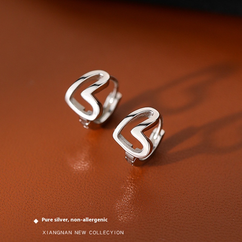 Loving Heart In Sterling Silver Ear Ring Female Niche