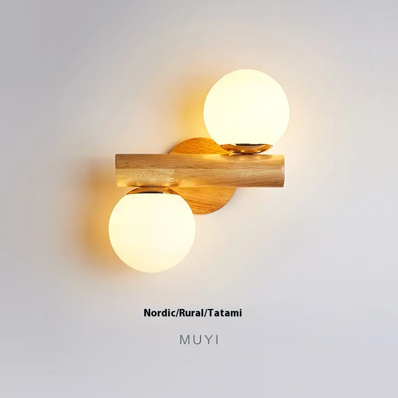 Solid Wood Wall Lamp Living Room Television