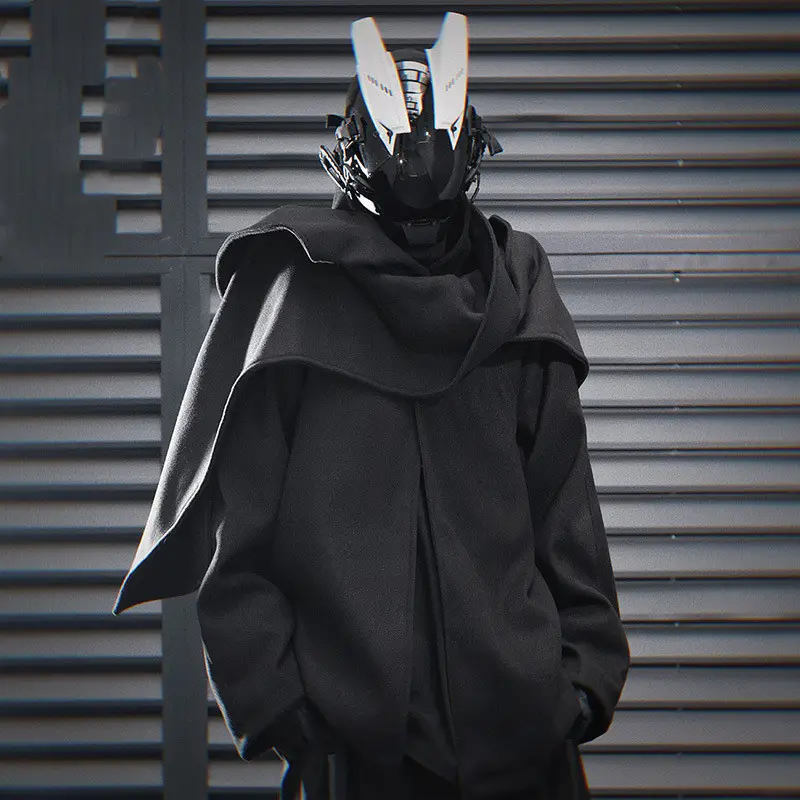 Double-shoulder Scarf Woolen Coat Men's Loose Casual