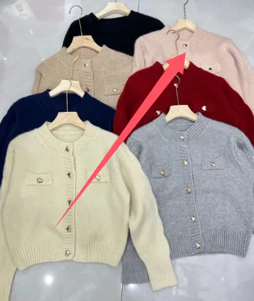 Heart Buckle Cable-knit Sweater Coat For Women Autumn - Pink