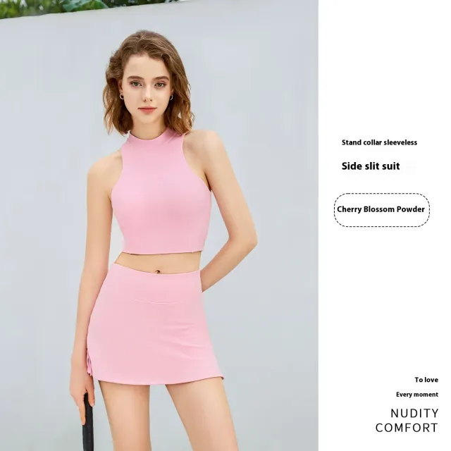 New Summer Quick drying Sleeveless A Line Skirt Suit Cherry Blossom Powder - Shop at LoveMi