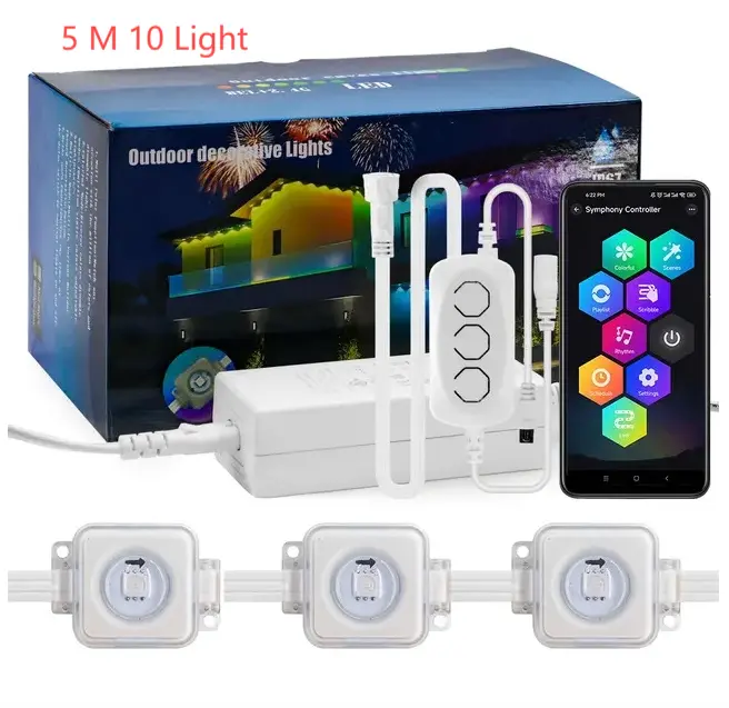 Intelligent LED Eaves Outdoor Waterproof RBG Colorful Decorative Light