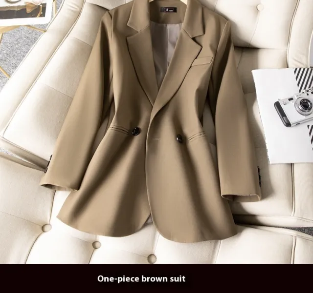 Black Quilted Suit Jacket Women's Business Wear Popular Internet Celebrity Suit Brown - Shop at LoveMi