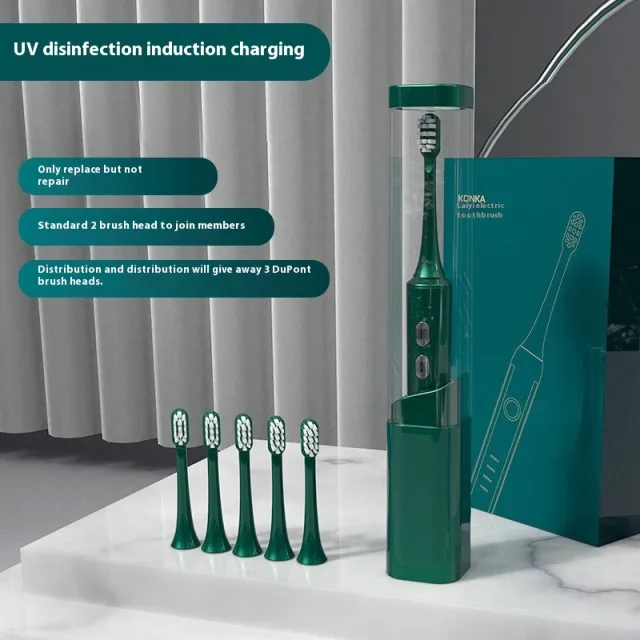 Electric Toothbrush Charging Magnetic Suspension Disinfection Portable Soft Hair Uv Dark Green - Shop at LoveMi