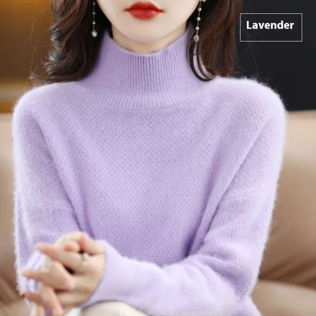 Mink Sweater Women's Half Turtleneck Loose Thick Short Fumigating Purple - Shop at LoveMi