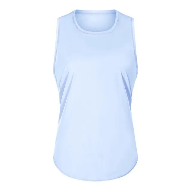 New Yoga Vest Fitness Exercise Sleeveless Blouse Quick drying Loose Yoga Top Light Blue - Shop at LoveMi