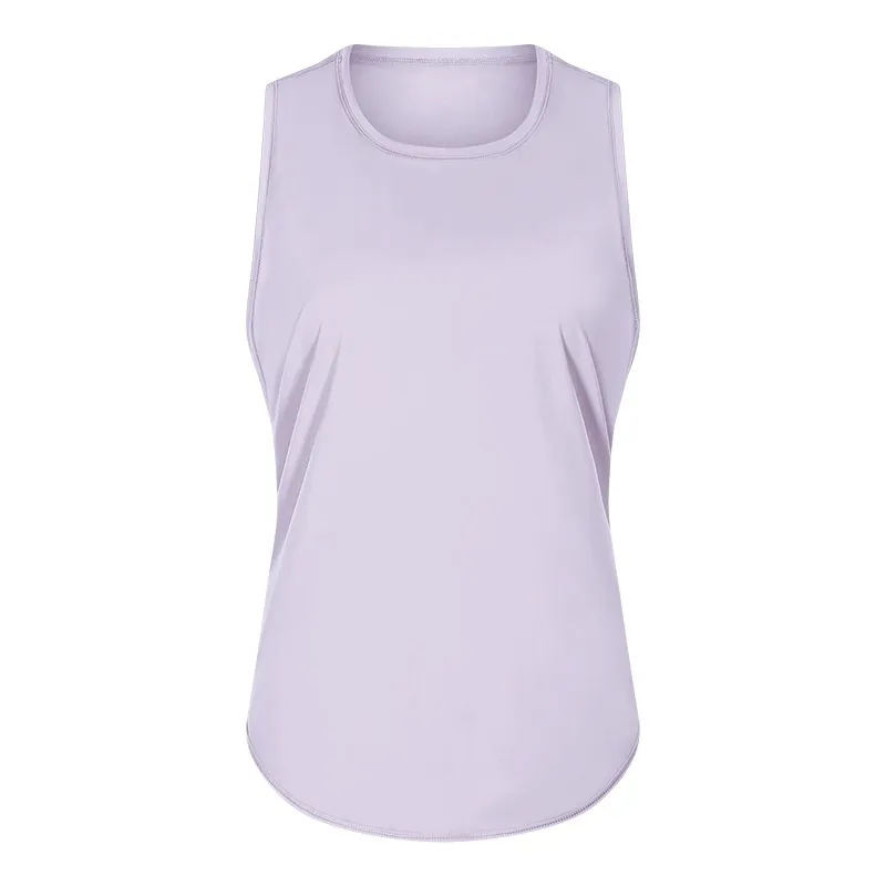 New Yoga Vest Fitness Exercise Sleeveless Blouse Quick-drying Loose Yoga Top - Light Purple White