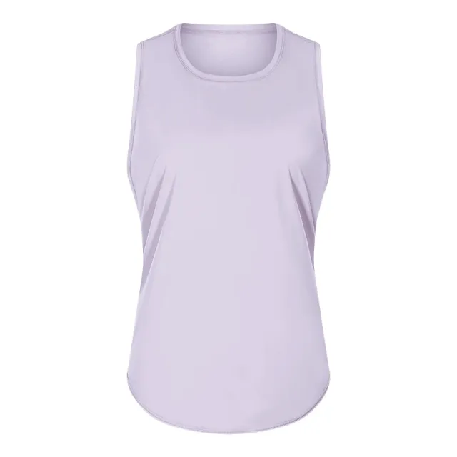 New Yoga Vest Fitness Exercise Sleeveless Blouse Quick drying Loose Yoga Top Light Purple White - Shop at LoveMi