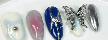 Sweet Cool Color Three-dimensional Metal Butterfly Hand-worn Armour Almond Finished Nail Beauty Patch