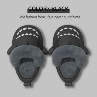 Winter Shark Slippers Detachable Warm Fuzzy Slippers Bedroom House Shoes Women - Grey