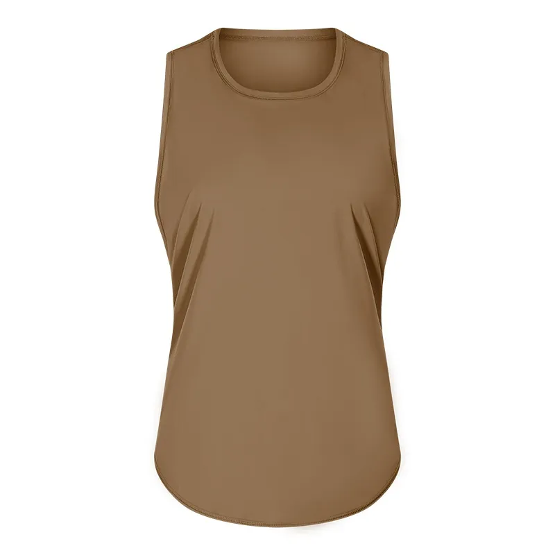 New Yoga Vest Fitness Exercise Sleeveless Blouse Quick-drying Loose Yoga Top - Tsuyuri Kumin Colors-L