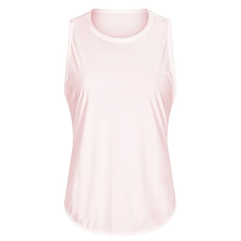 New Yoga Vest Fitness Exercise Sleeveless Blouse Quick-drying Loose Yoga Top - Pink