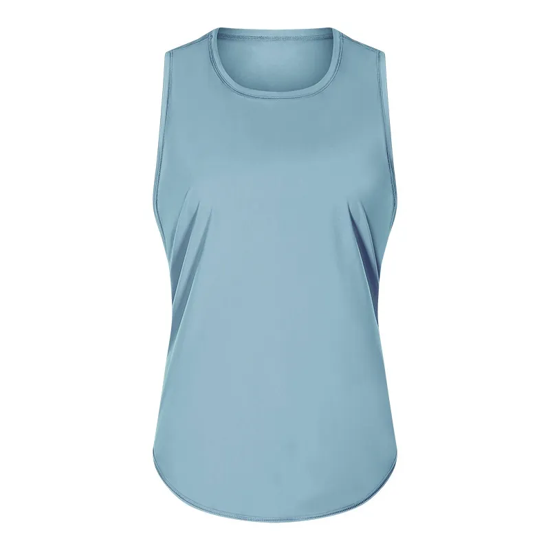 New Yoga Vest Fitness Exercise Sleeveless Blouse Quick-drying Loose Yoga Top - Frost Cyan