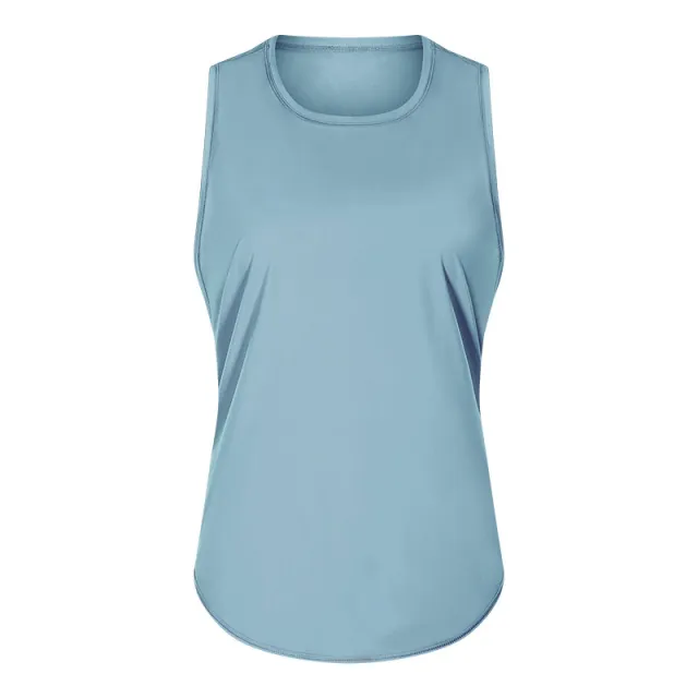 New Yoga Vest Fitness Exercise Sleeveless Blouse Quick drying Loose Yoga Top Frost Cyan - Shop at LoveMi