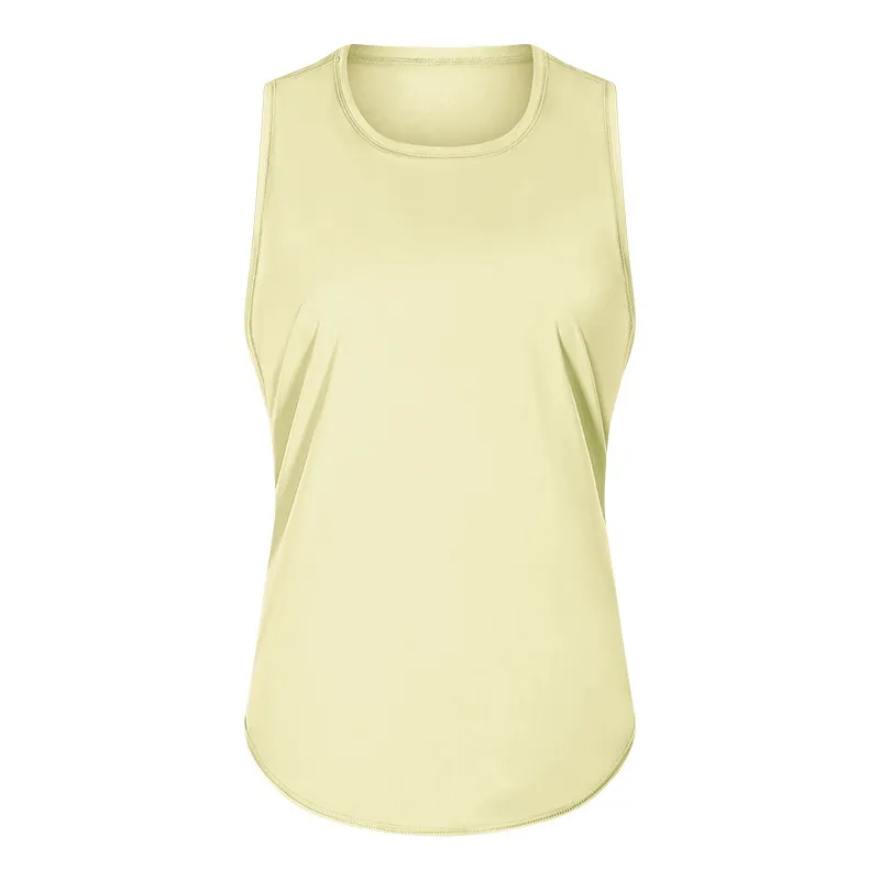 New Yoga Vest Fitness Exercise Sleeveless Blouse Quick-drying Loose Yoga Top - Yellow