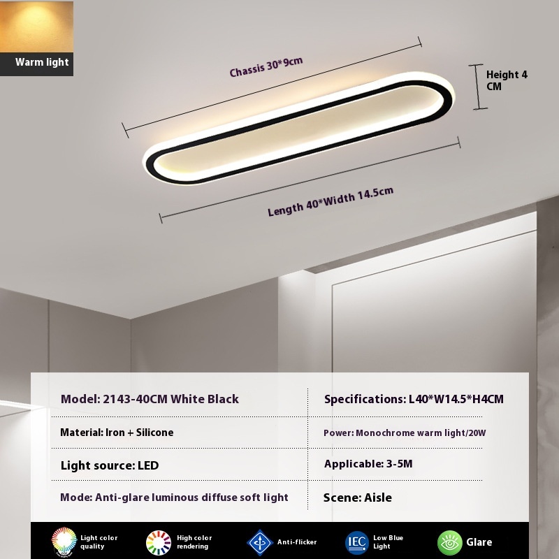 Modern Minimalist LED Strip Bedroom Cloakroom Ceiling Lamp