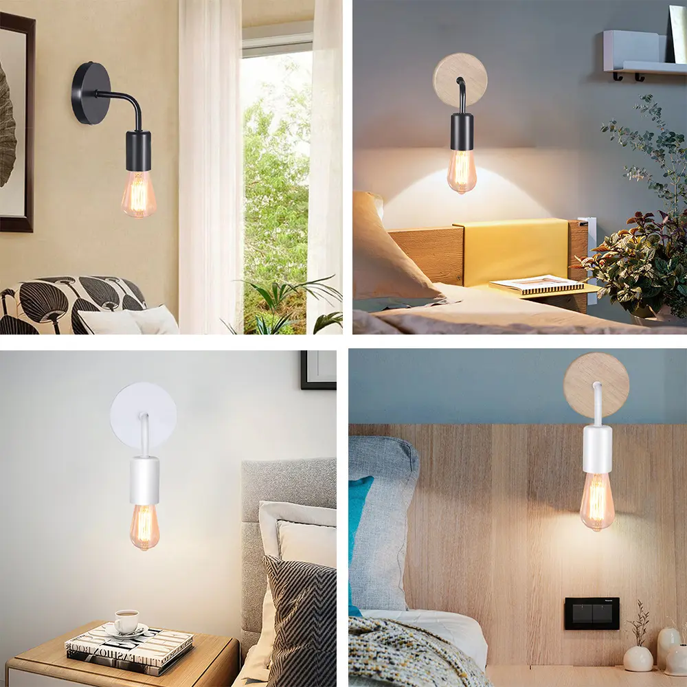 Modern Minimalist Iron Wood Nordic Single-head Wall