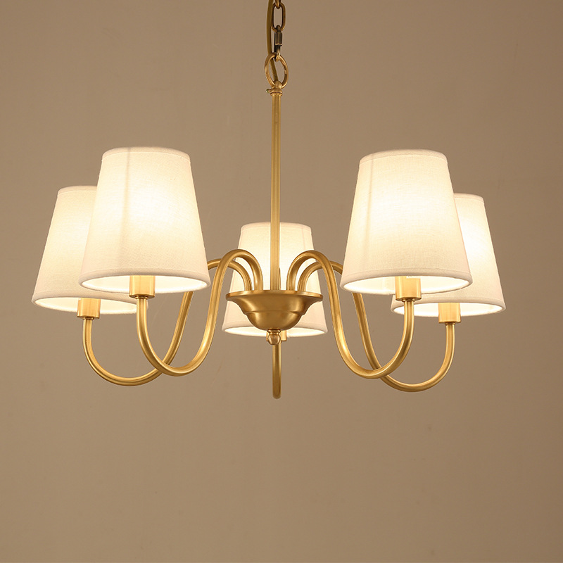 Full Copper American Style Fabric Living Room Pendant Light - Image 2