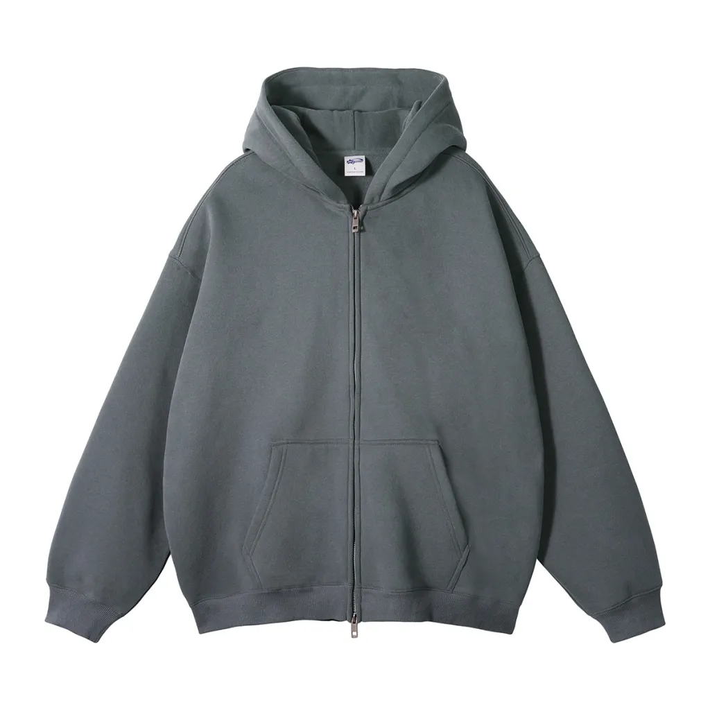 Fleece-lined Thickened American Zipper Men's Sweater And Pants - Sweatshirt Plaster-2Xl