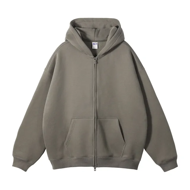 Fleece lined Thickened American Zipper Men's Sweater And Pants Sweatshirt Gray Coffee - Shop at LoveMi