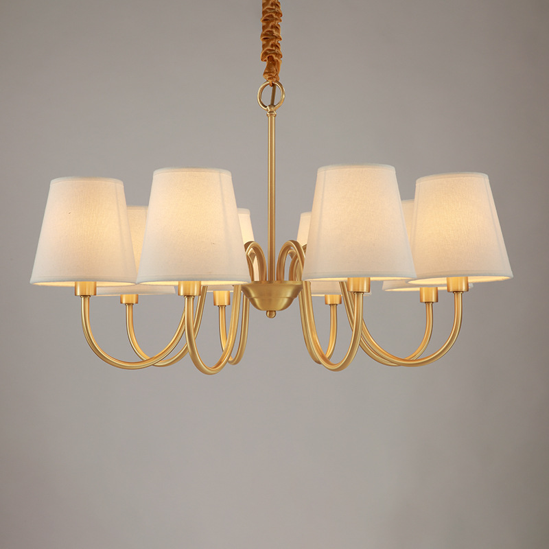 Full Copper American Style Fabric Living Room Pendant Light - Image 3