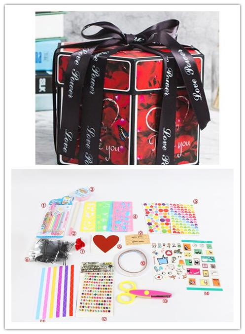Surprise Explosion Box DIY Handmade Scrapbook Photo Album Gift Box For Valentine - Picture 48 of 49