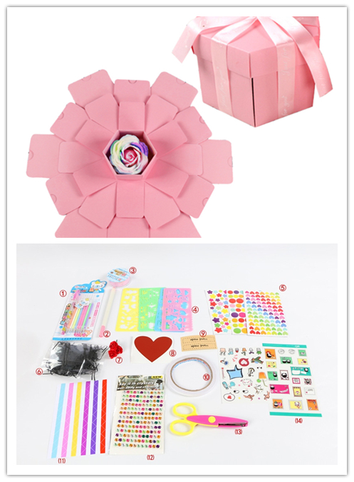 Surprise Explosion Box DIY Handmade Scrapbook Photo Album Gift Box For Valentine - Picture 38 of 49