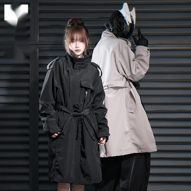 New Oblique Single-breasted Stand Collar Trench Coat