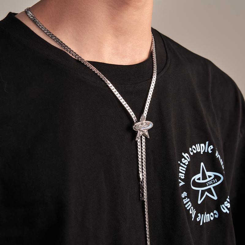 Arrow Series Star Ring Pull Necklace Pendant Flat Cuban Link Chain