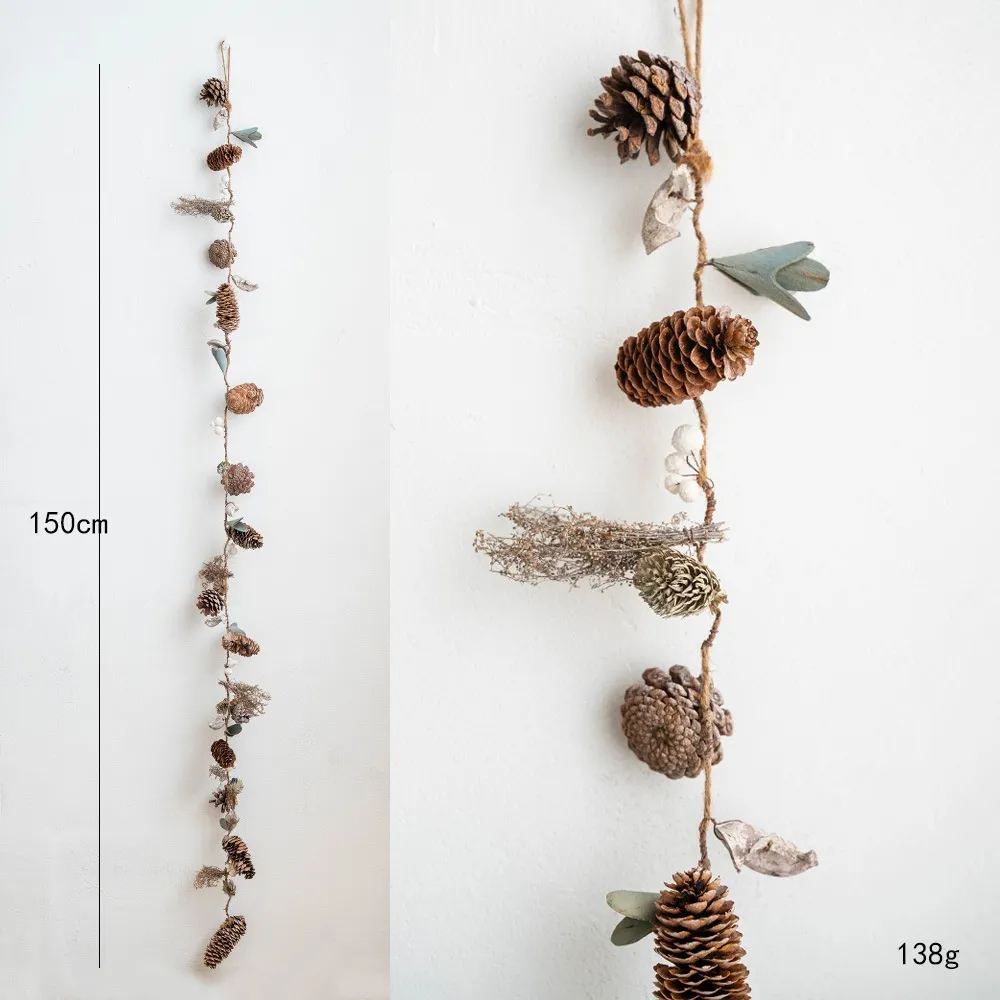 Pine Cones Rattan Garland Christmas Table Decorative Ornaments - Rattan Without Lights