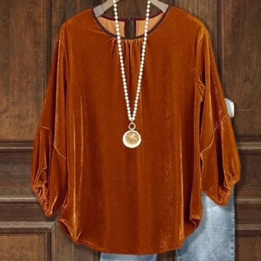 All matching Elegant Loose Long Sleeve Bottoming Shirt Caramel Color - Shop at LoveMi