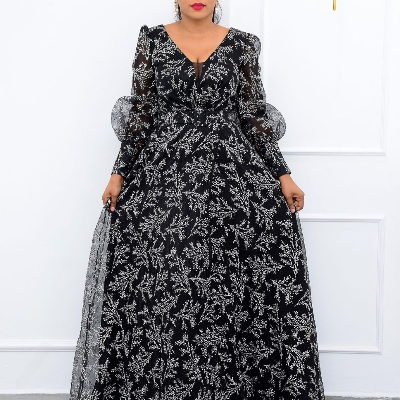 Printed Plus Size Loose High Waist Dress