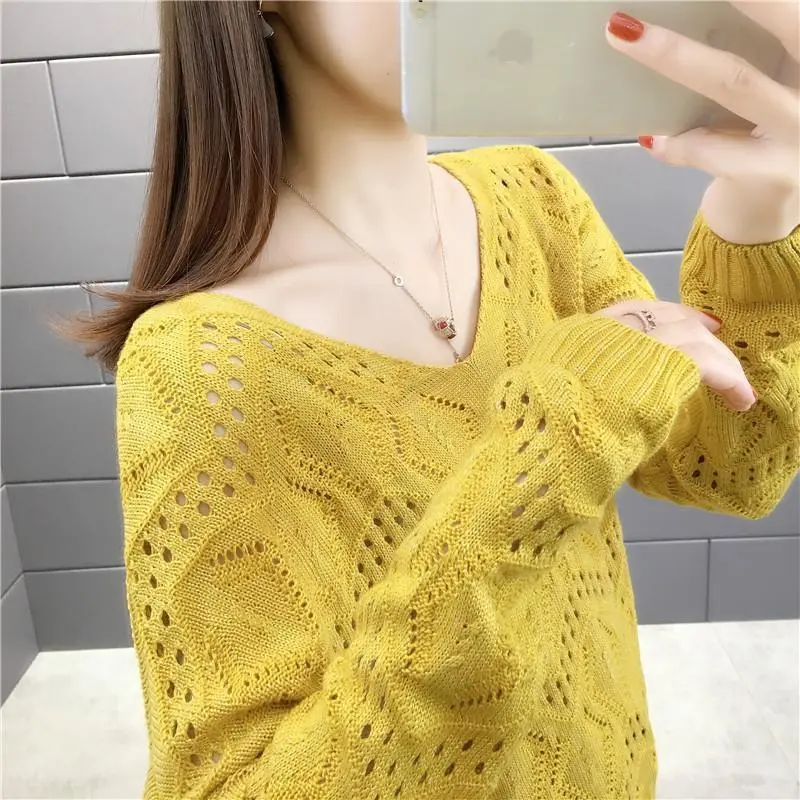 Loose Pullover Sweater Top - Yellow