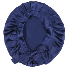 Women's Solid Colour Hair Care Silk Nightcap - Dark Navy Blue - View 1