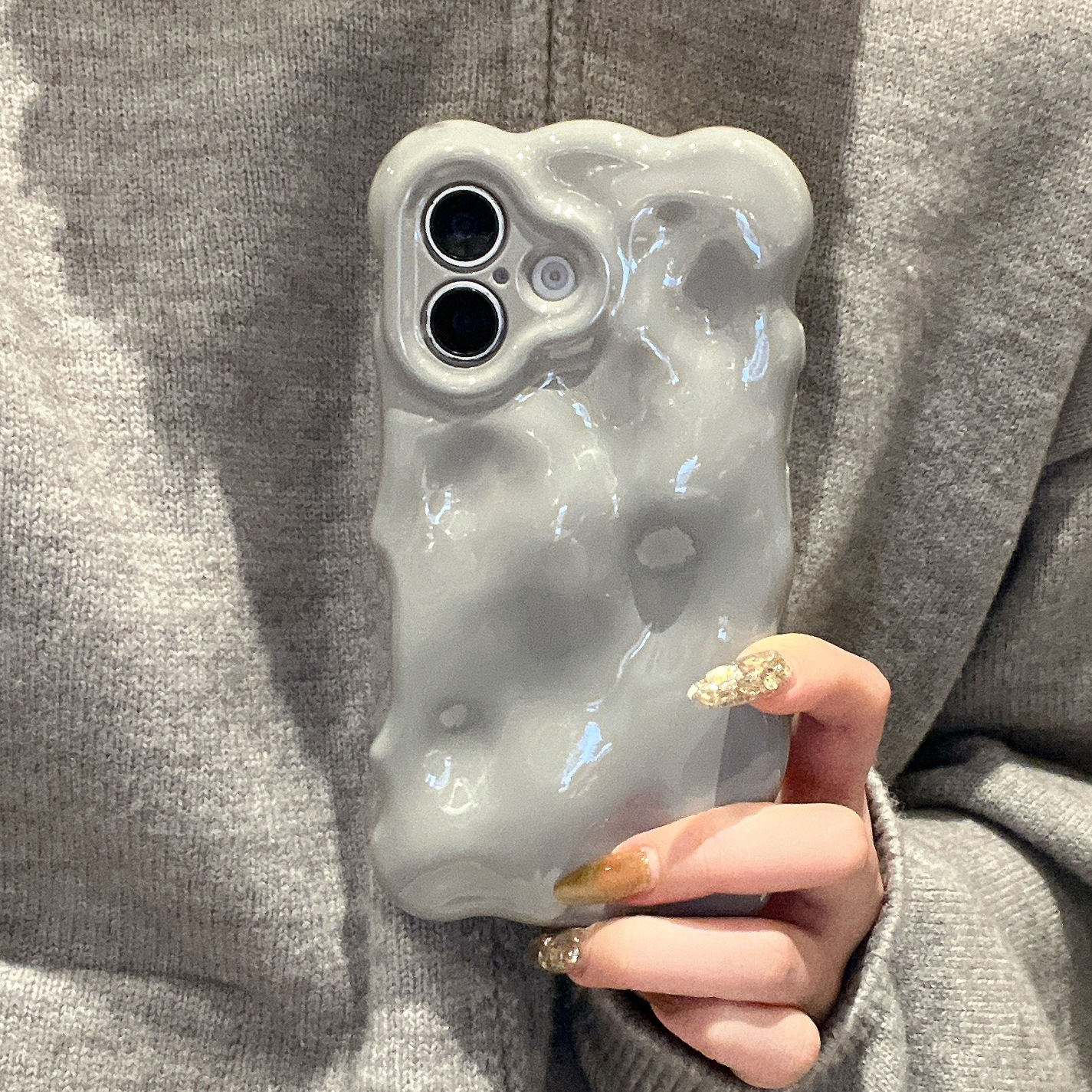 Funda burbuja estilo frío gris premium
