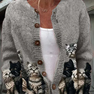 3D Digital Printing Cardigan Knitted Coat Women's Clothing Jlkswtsx925 S - Shop at LoveMi