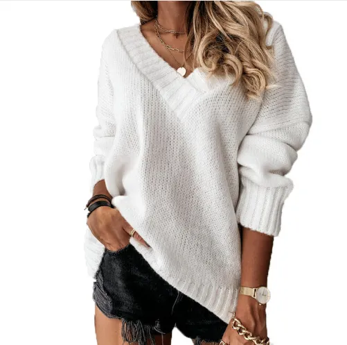 Women's Fashion Casual Versatile Knit Shirt - White