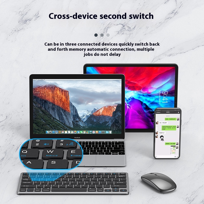 Wireless Keyboard Mouse Ultra-thin Suit Rechargeable Mute Bluetooth - Image 2