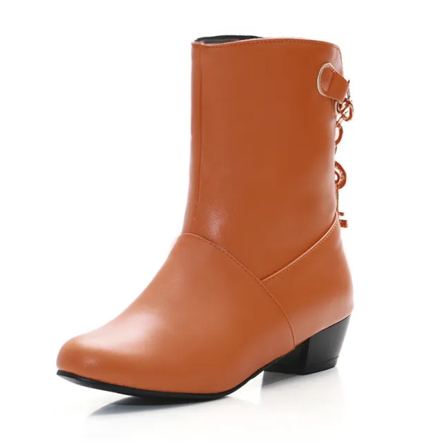 Women's Low heeled Premium PU Ankle Boots Orange - Shop at LoveMi