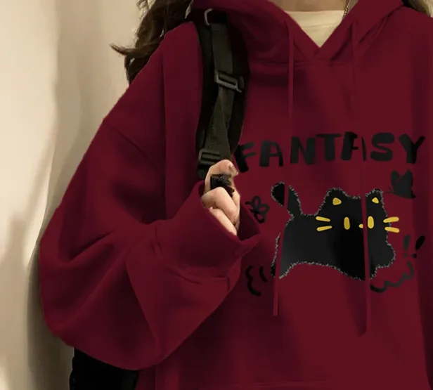 Hoodie Women Autumn And Winter Fashion Fashion Plus Cashmere Is Slimming Shoulders Thin Butterfly - Shop at LoveMi