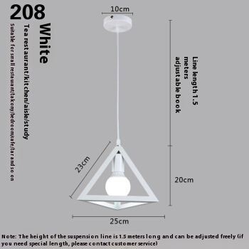Nordic Style Color Wrought Iron Triangle Small Droplight