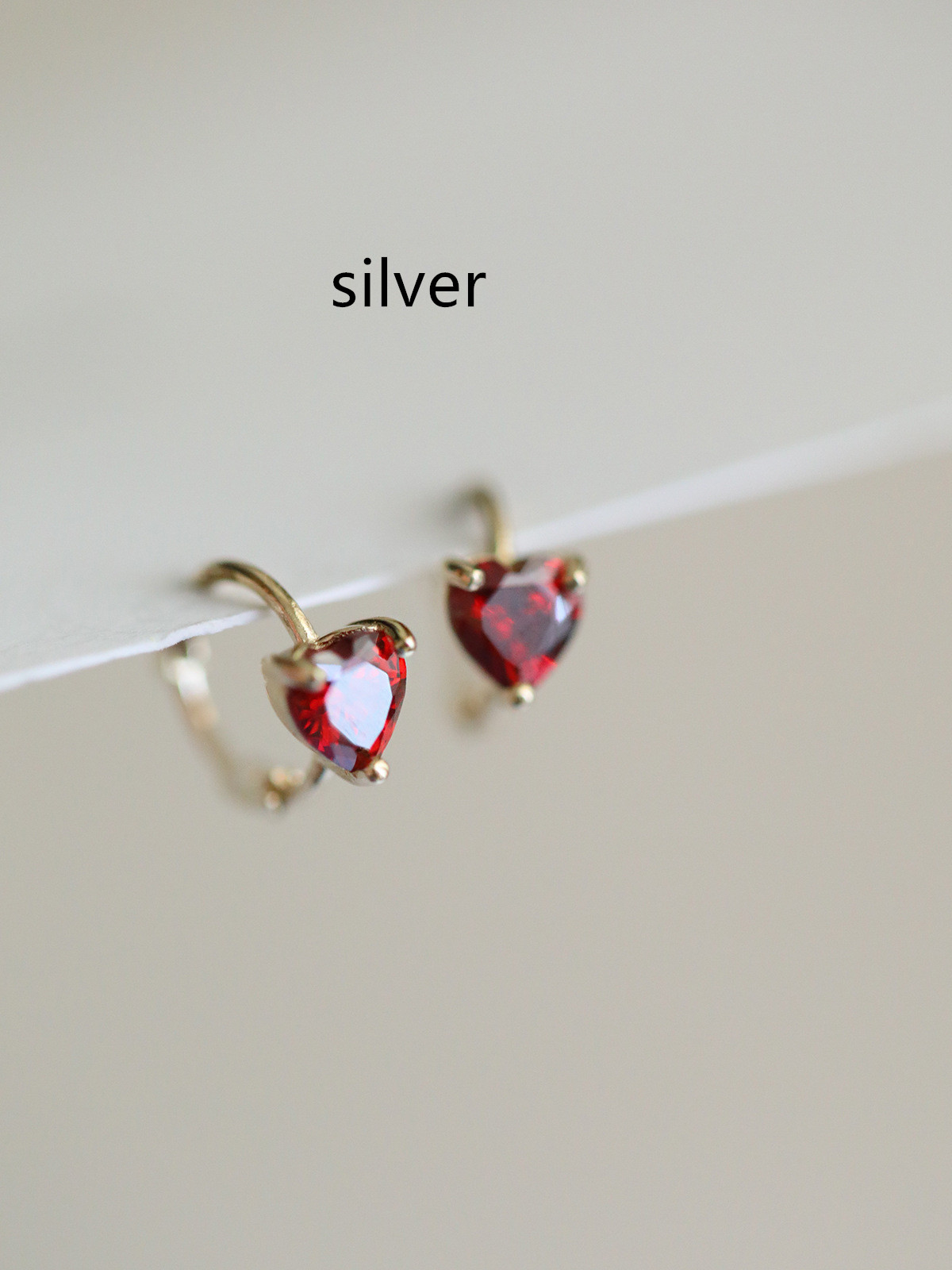 Silver Plated 14K Gold Love Heart Ear Bone Ring