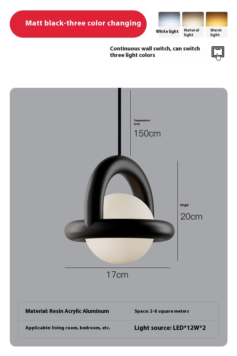 Danish Designer Model Bedroom Bedside Hanging Line Lamp