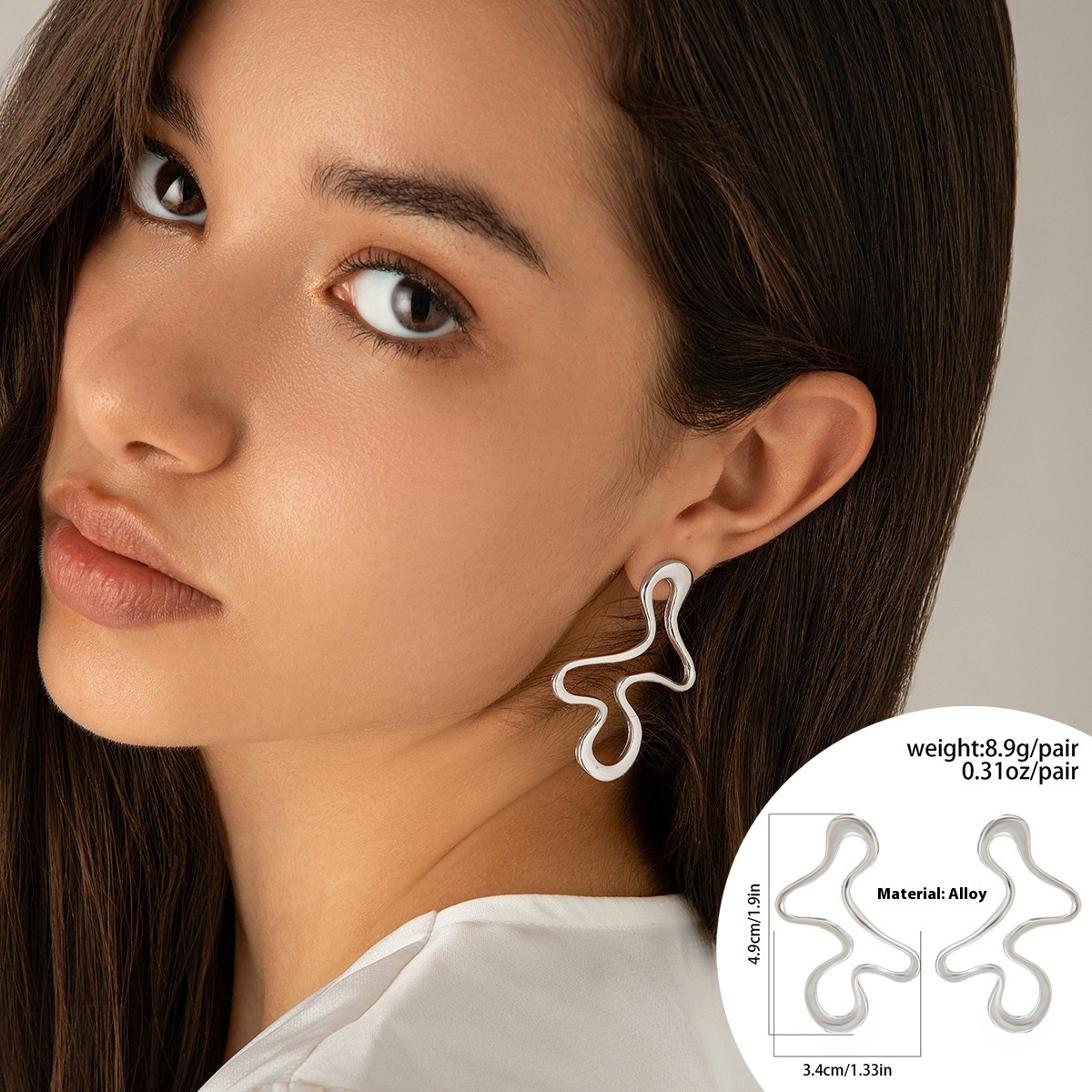 Geometric Irregular Fold Personality Liquid Lava Metal Heart Water Drop Ear Studs