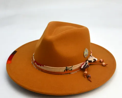 Wool like Autumn And Winter Felt Cap British Woolen Hat Pendant Orange - Shop at LoveMi