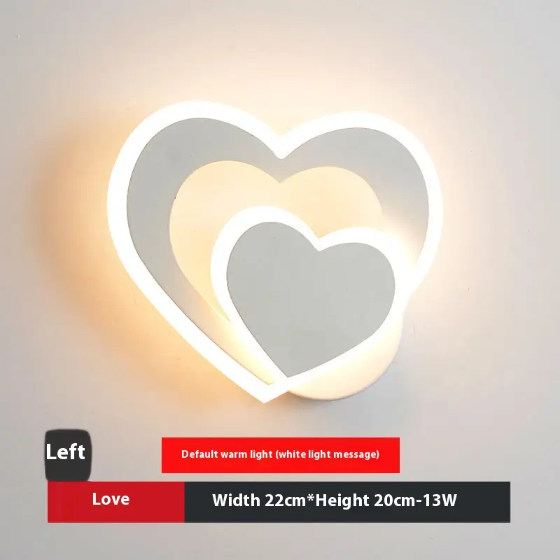 LED Heart-shaped Creative Bedroom Living Room Road Background Wall Bedside Lamp
