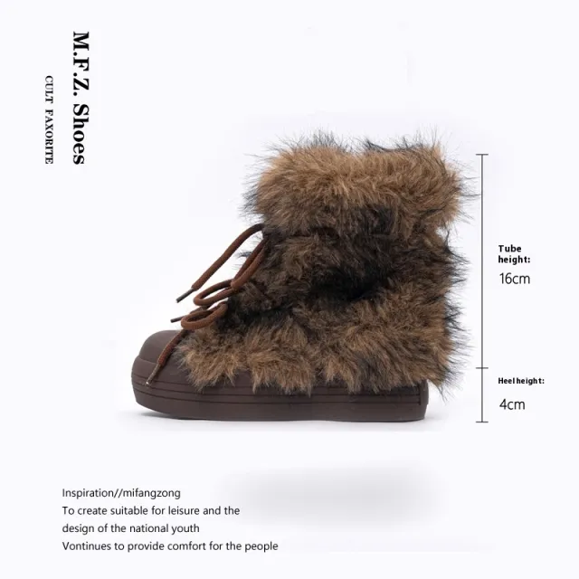 Thick Bottom Increased Fur Short Snow Boots Brown - Shop at LoveMi