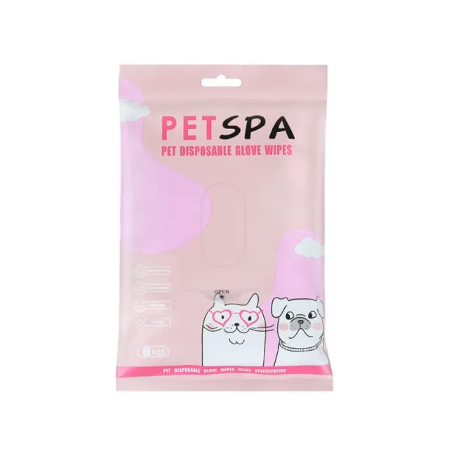 Pet Wipes Gloves Dog Cleaning Spa Wash free Deodorant Dry Cleaning Pink English Bag - Shop at LoveMi