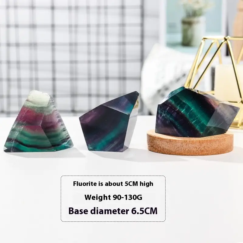 Natural Colorful Fluorite Mini Night Light Rainbow Fluorite Irregular Geometry