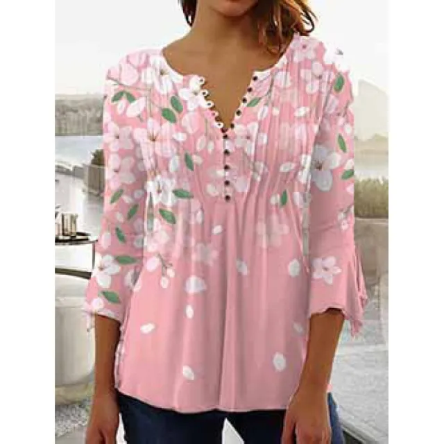 Women's Digital Printing V neck Long t shirt Q3Wtxba70Op231101 S - Shop at LoveMi